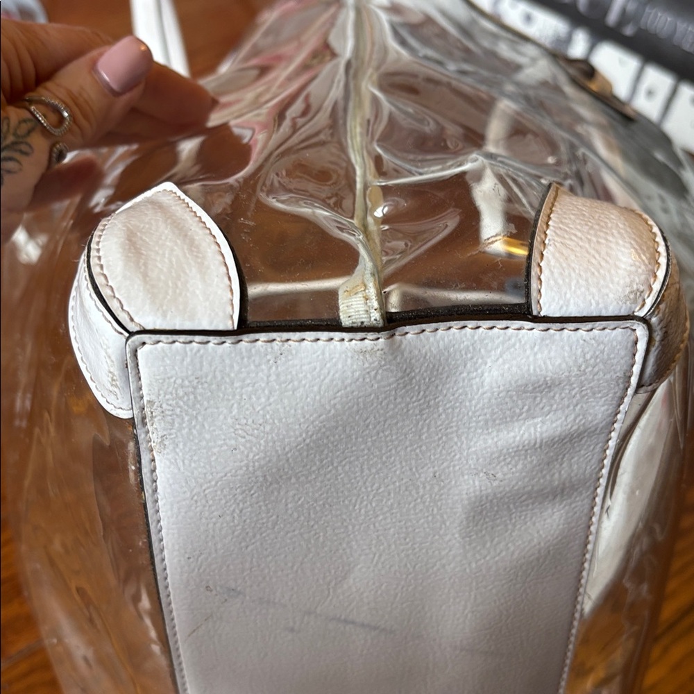 Coach Clear PVC Beach Tote with Blue Canvas Pouch RARE CHARM!!! VINTAGE - Picture 9 of 13